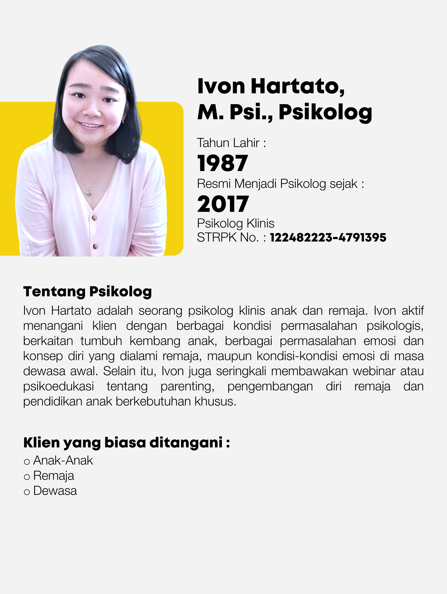 Ivon Hartato, M. Psi., Psikolog