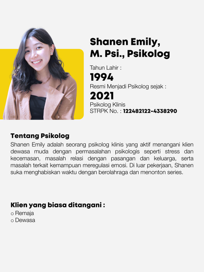 Shanen Emily, M. Psi., Psikolog